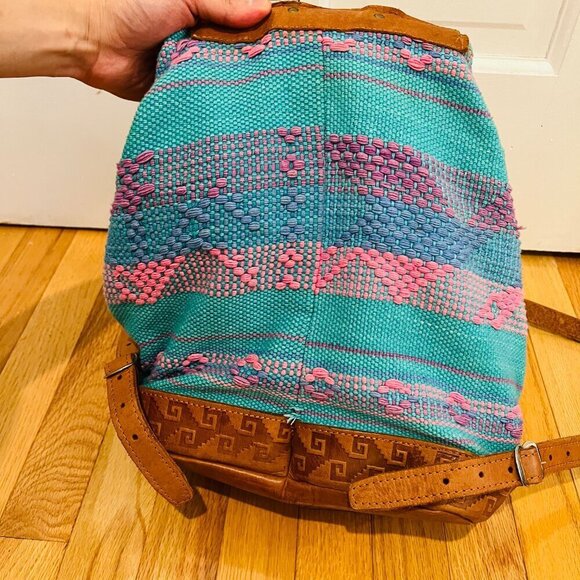 Vintage American Darling Backpack Hand Tooled Saddle Blanket Genuine Leather - Picture 6 of 16